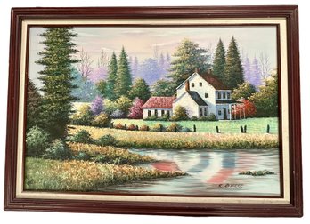 Lot 530 - Original Countryside Landscape Painting Oil On Canvas Signed By Artist K Bruce