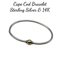 Lot 12- Sterling Silver & 14K Gold Classic Cape Cod Bracelet