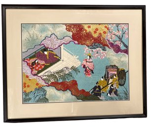 Lot 533 - Stunning! Bright And Colorful Asian Abstract  Art - Japanese Geisha