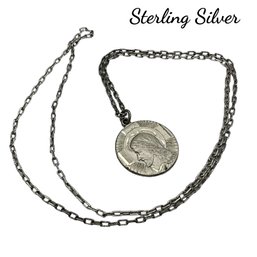 Lot 19- Sterling Silver Mens Jesus Pendant And Chain