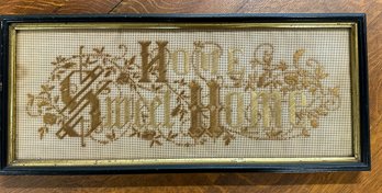 Lot 406 - Antique Golden Thread Needlework Home Sweet Home In Wood Frame