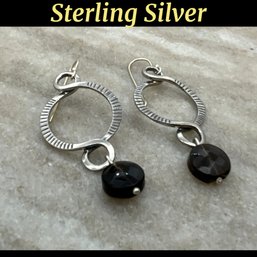 Lot 15- Sterling Silver Earrings With Black Crystals