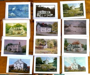 Lot 374 - North Reading Louise Anderson Painted Reproduction Lot Of 12 Greeting Cards - Ryers - Sledding