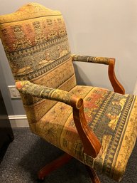Lot 472- Rolling Desk Chair Upholstered In Egyptian Fabric