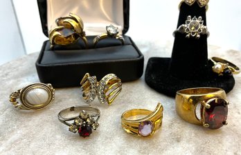 Lot 50SES- Vintage Costume Ring Lot Of 12 - Some Adjustable, Sizes 5-8