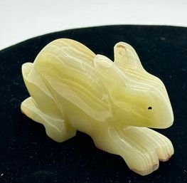 Lot 343- Hand Carved Natural Onyx Rabbit Bunny-hare Green Figurine