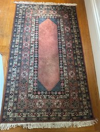 Lot 187 - Oriental Area Rug 6 Feet X 41 Inches - Pink Blue Tan