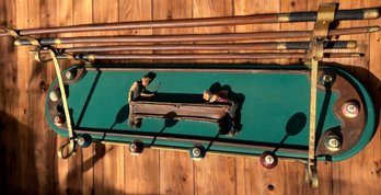 Lot 396 - Interesting Pool Table Room Shelf With Cue Sticks And Balls - Vintage Barroom Decor