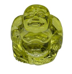 Lot 351 - Citrine Lemon Laughing Happy Buddha Glass Paper Weight