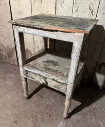 Lot 202 - Chippy Paint Weathered Rustic Side Table - Farmhouse - Needs TLC