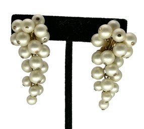 Lot 354 - Antique Zentall Signed Cluster Pearls Clip On Earrings