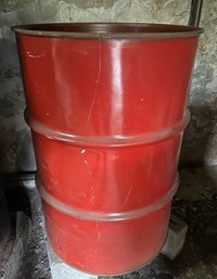 Lot 207 - Large Red Metal Steel Oil 55 Gallon Barrel - Was Used For Shipping