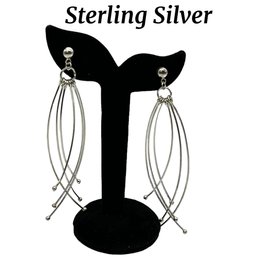 Lot 57SES- Sterling Silver Long Wire Earrings - Funky!
