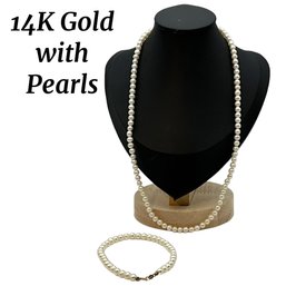 Lot 58SES- 14K Gold & Cultured Pearl Necklace With Matching Bracelet - Ross-simons