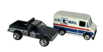Lot 300- HOT WHEELS Matchbox Mattel Lot Of 2 1982 Surf Patrol City Police & 1993 Letter Getter US Mail Truck