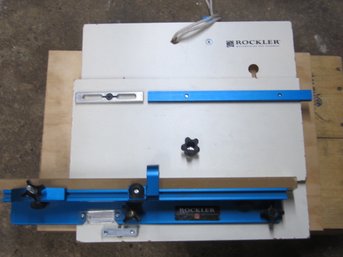 Lot 15 - Rockler - Sled Platform White Blue Metal Tracks, Woodworking - Workshop - Wood Worker