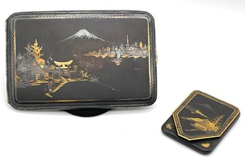 Lot 36- Antique Japanese Damascene Komai Style Cigarette Case & Match Holder