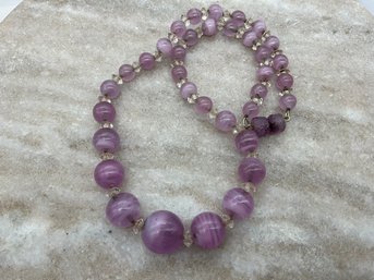 Lot 60- Graduated Lilac Lavender Amethyst & Crystal Choker Necklace