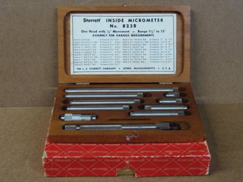 Lot 57 - Starrett - Inside Micrometer #823B In Wooden Box In Original Box - Hand Tools - Machinist