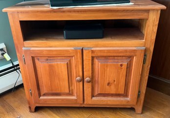 Lot 3- SECOND CHANCE - Rustic Corner Pine TV Cabinet Table - Great Piece For Your Cabin