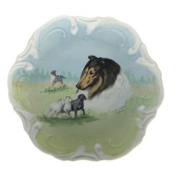 Lot 304- 1978 Handpainted Limited Edition Dog Lassie & Sheep 8' Collectors Plate - Signed Numbered 450/500