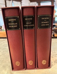 Lot 237- 3 Charles Dickens The Folio Society Nicholas Nickleby, Great Expectations, Dombey And Son