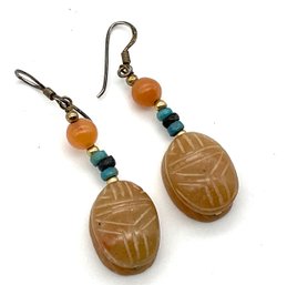 Lot 60- Carnelian Scarab Earrings 2 Inches