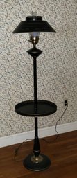 Lot 14- Black Metal Stenciled Table Pole Lamp