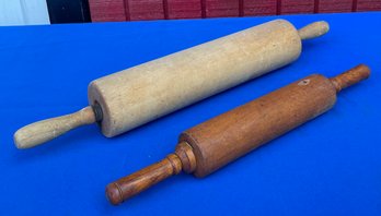 Lot 400- Antique Wood Bakers Rolling Pins - Very Large! Chef Baking Lot Of 2