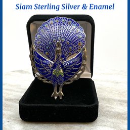Lot 26- Siam Sterling Silver Blue Enamel Peacock Brooch