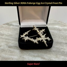 Lot 38- Super Rare Sterling Silver Signed MMA Swarovski Crystals Faberge Egg Ice Crystal Frost Brooch Pin