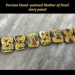 Lot 41- Persian Hand-painted Mother Of Pearl Story Panel Bracelet AS-IS (missing Clasp)