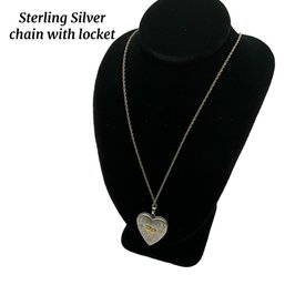 Lot 42- Sterling Silver Chain With Heart Photo Locket