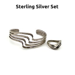 Lot 37- Sterling Silver Bracelet And Ring