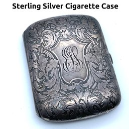 Lot 65- Victorian Art Nouveau Sterling Silver Cigarette Case With Monogram