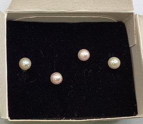 Lot 115RR- New Pearl Stud Earrings- 2 Pair
