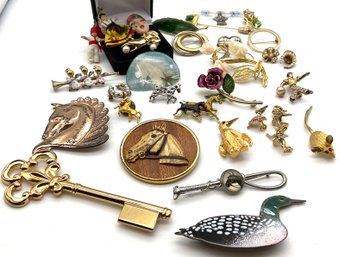 Lot 72- Vintage Pin Collection Includes Key By Coro  - 31 Pieces