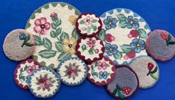 Lot 26- Hand Hooked Coasters And Pads - Beautiful Handiwork