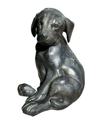 Lot 316- Small Puppy Dog Bronze Statue - Lab - Labrador Retriever -
