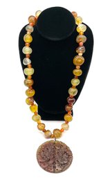 Lot 80- Multi Stone Necklace W/ Brown Jade Pendant