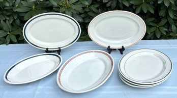 Lot 603 - 7 Antique BIG Oval Serving Platters - Iroquois China - Caribe - McNicol Made In USA