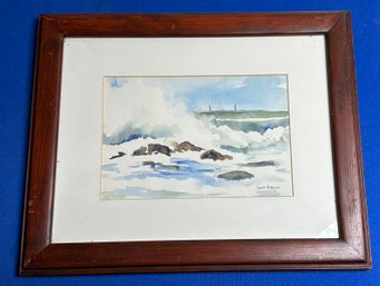 Lot 404 - Original Watercolor By  Louise Anderson Rough Ocean - Oceanscape- ART