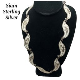 Lot 63- Sterling Silver Siam White Enamel Necklace - Vintage