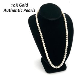 Lot 78- 10K Gold & Pearl Necklace 15'