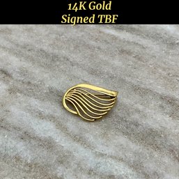 Lot 71- 14K Gold Signed TBF Swirl Pin- Classic!