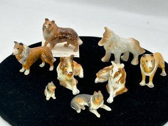 Lot 333- Group Of 8 Tiny Miniature Collie Dogs - Lassie - Japan - USA