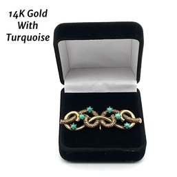 Lot 96- 14K Gold With Turquoise Pin