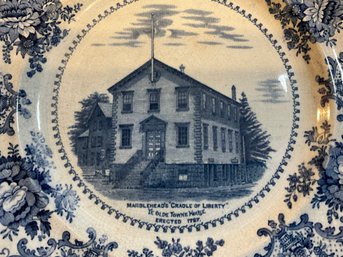 Lot 10- R. M. Cook Marblehead, Ma Flow Blue Cradle Of Liberty Plate - Collectible