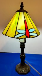 Lot 14- Beautiful Dragon Fly Stained Glass Table Lamp