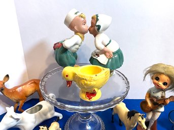 Lot 16- Kitschy Kitchen Lot - Kissing Girl Boy - Fanny Farmer Egg Cup - Milk Glass - Juicer And More!